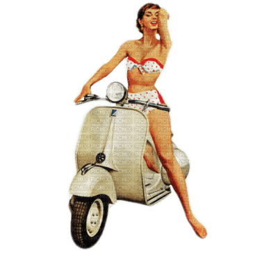 woman with motor scooter bp - 免费PNG