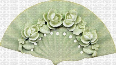 Eventail vert motifs fleurs - png gratis