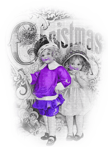 soave children boy girl friends vintage christmas - 免费PNG