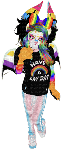HAVE A GAY DAY pride bat catboy - Free PNG