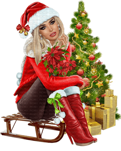 Women. Christmas. Christmas tree. Leila - png gratis