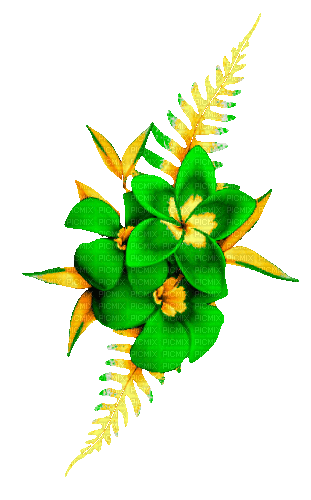 Animated.Flowers.Yellow.Green - By KittyKatLuv65 - GIF เคลื่อนไหวฟรี