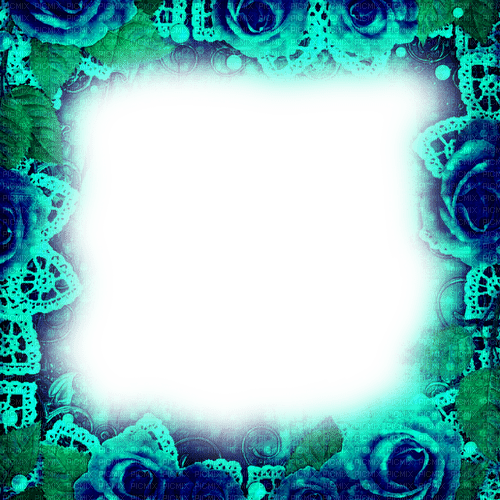 Blue/Green Roses Frame - By KittyKatLuv65 - PNG gratuit