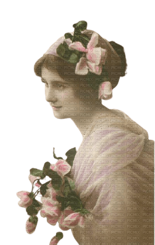 woman vintage lady roses flowers - zadarmo png