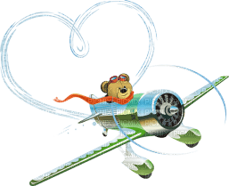 Kaz_Creations Valentines Heart Love Cute Bear Aeroplane - PNG gratuit
