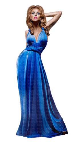 woman femme blue bleu fashion dress - gratis png