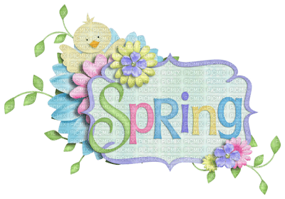 Kaz_Creations Spring Flowers Text - PNG gratuit