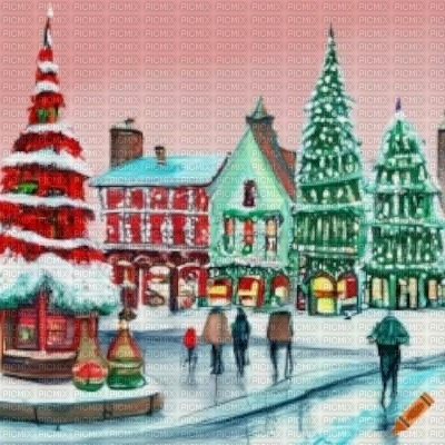 Red & Green Christmas Town - безплатен png
