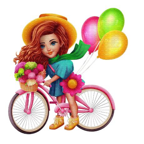 Petite fille sur un vélo - png gratis