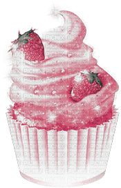 soave deco strawberry cup cake pink green - png ฟรี