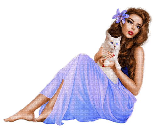Femme Lilas Chat Blanc:) - png gratuito