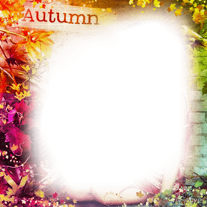 soave frame autumn leaves flowers text rainbow - ücretsiz png