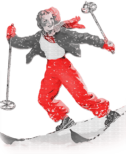 soave woman vintage winter christmas ski sport - 無料png