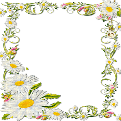 soave frame flowers daisy sping yellow green - gratis png