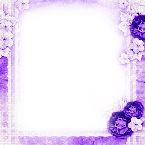Purple Flowers Frame - By KittyKatLuv65 - bezmaksas png
