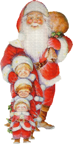 Weihnachtsmann, Kinder, vintage - Animovaný GIF zadarmo
