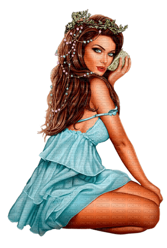 summer woman in blue by nataliplus - ilmainen png