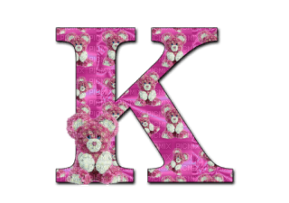 Kaz_Creations Alphabets Pink Teddy Letter K - ücretsiz png