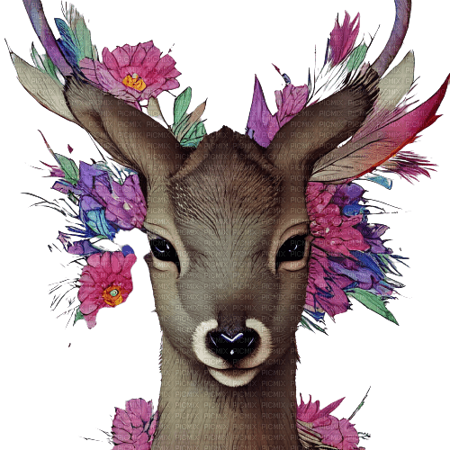 kikkapink deer fantasy flowers - png grátis