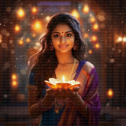 Diwali Indian girl - PNG gratuit