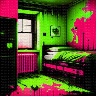 Emo Green/Pink Bedroom - 免费PNG