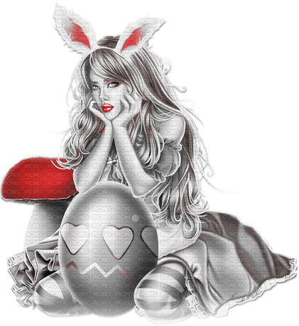 soave woman girl easter eggs black white red - png ฟรี