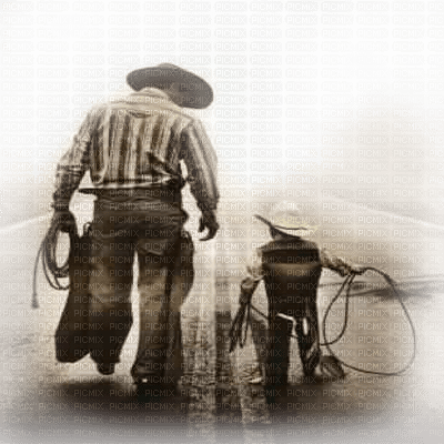 cowboy western father son - png gratis