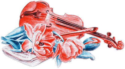 soave deco vintage music violin flowers blue - png grátis