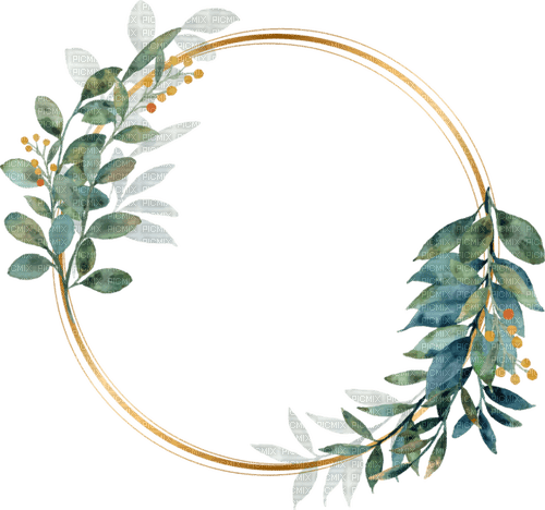 watercolor leaf wreath Bb2 - PNG gratuit