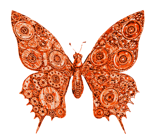 Steampunk.Butterfly.Orange - By KittyKatLuv65 - Zdarma animovaný GIF
