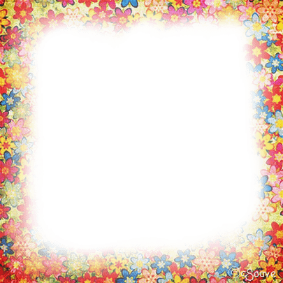 soave frame flowers texture red yellow blue orange - PNG gratuit