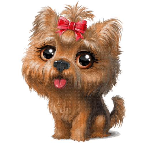 Un perro con lazo rojo - PNG gratuit