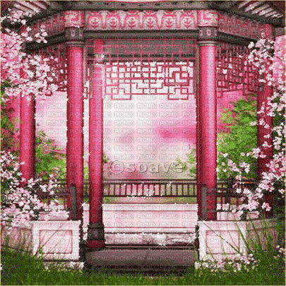 soave background oriental animated   pink green - 無料のアニメーション GIF