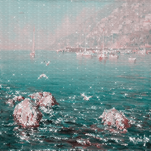 summer painting bleu blue pink glitter - Ilmainen animoitu GIF