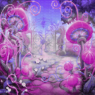 soave background animated mushrooms  purple - Darmowy animowany GIF