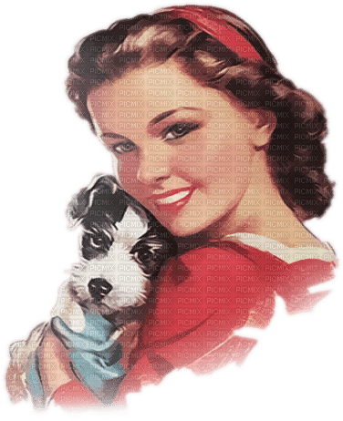 soave woman vintage dog red teal - png ฟรี