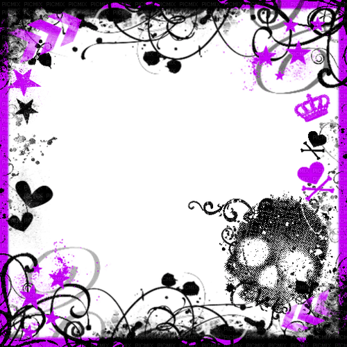 Emo Skull Frame Lila/Purple - nemokama png