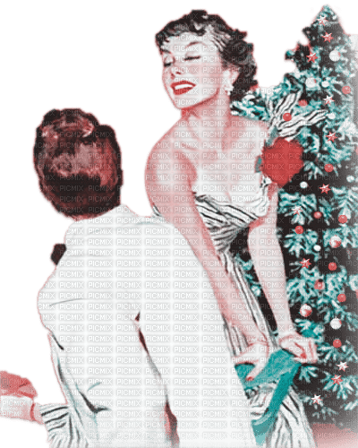 soave couple vintage christmas  winter tree pink - PNG gratuit