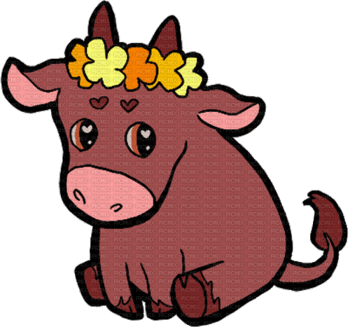 flower crown cow - Art by me! - Безплатен анимиран GIF