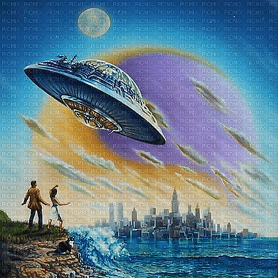 ufo city sea paintinglounge - PNG gratuit