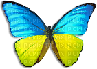 soave deco butterfly scrap blue yellow - Free PNG