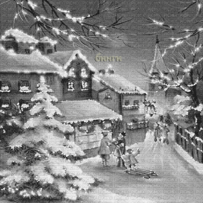 Y.A.M._Winter New year background black-white - Zdarma animovaný GIF