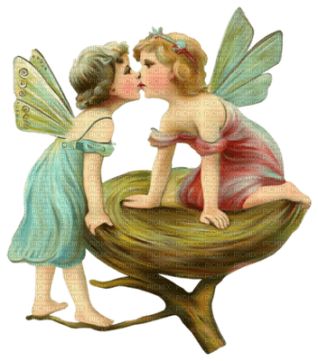 Kaz_Creations Victorian Flowers Angels Kiss Kissing - png ฟรี