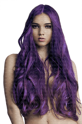 woman purple hair bp - png ฟรี