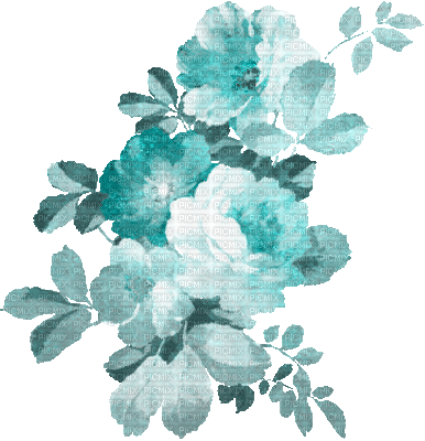 soave deco flowers  rose animated teal - Free animated GIF