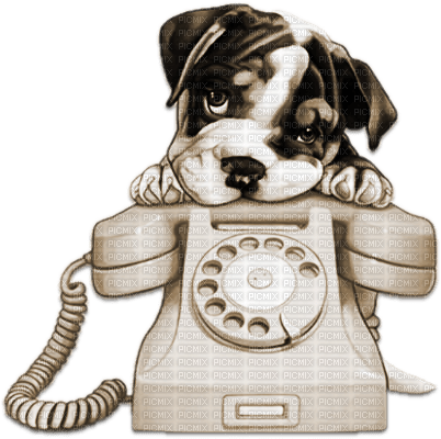 soave dog phone deco sepia - ücretsiz png