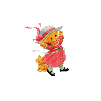 Cute Animated Little Baby Girl with Hat - Ingyenes animált GIF