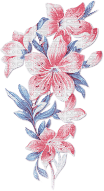 soave deco spring branch flowers vintage pink blue - Free PNG