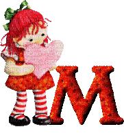 Kaz_Creations Alphabets Girl Heart Letter M - Free animated GIF