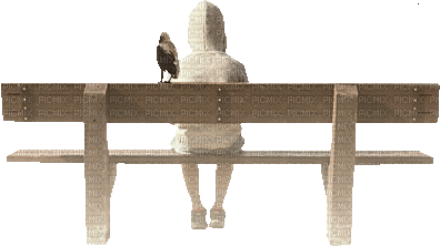 kvinna-sitter-bänken--woman sitting on bench - Gratis animeret GIF